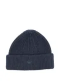 Emporio Armani Kids embroidered-logo beanie hat - Blue