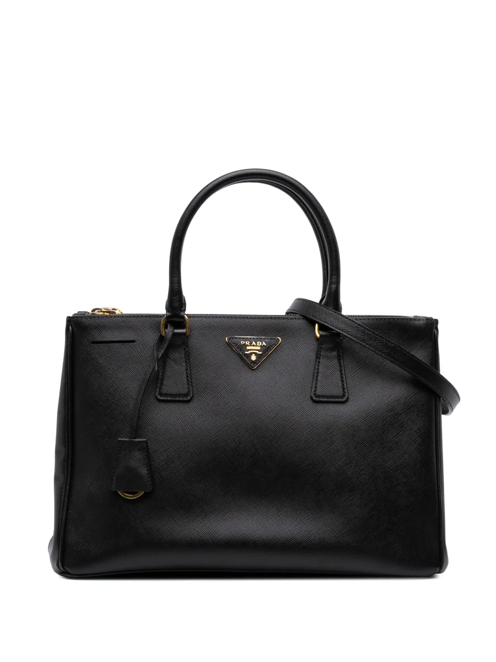 Prada Pre-Owned 2010-2025 ミディアム サフィアーノ ルクス ガレリア ダブルジップ サッチェルバッグ - ブラック Prada Pre-Owned 2010-2025 ミディアム サフィアーノ ルクス ガレリア ダブルジップ サッチェルバッグ - ブラック