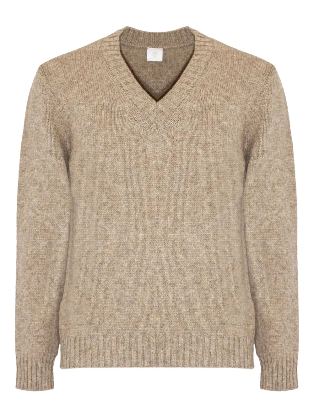 Eleventy Trui met V-hals en geribbelde afwerking Beige