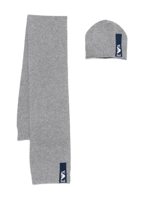 Emporio Armani Kids logo-detail beanie hat scarf (set of two) 