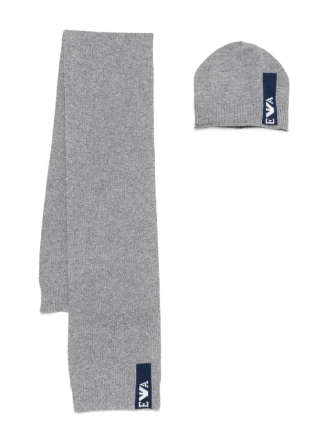 Emporio Armani Kids logo-detail beanie hat scarf (set of two) 