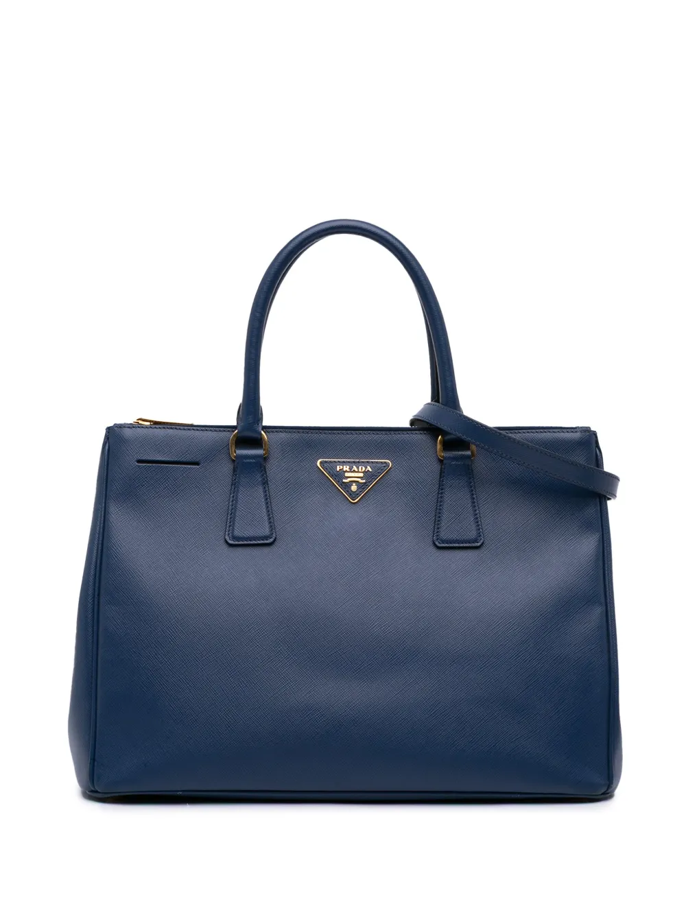Prada Pre-Owned 2000-2025 ミディアム サフィアーノ ルクス ガレリア ダブルジップ サッチェルバッグ - ブルー Prada Pre-Owned 2000-2025 ミディアム サフィアーノ ルクス ガレリア ダブルジップ サッチェルバッグ - ブルー