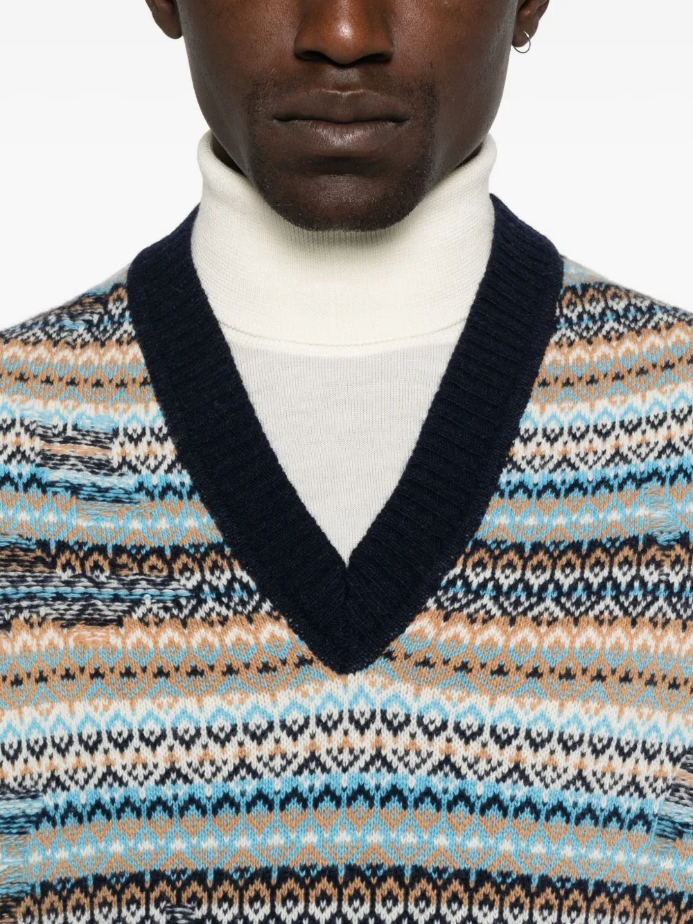 Daniele Fiesoli Mouwloze spencer met V-hals en Fair Isle-patroon Blauw