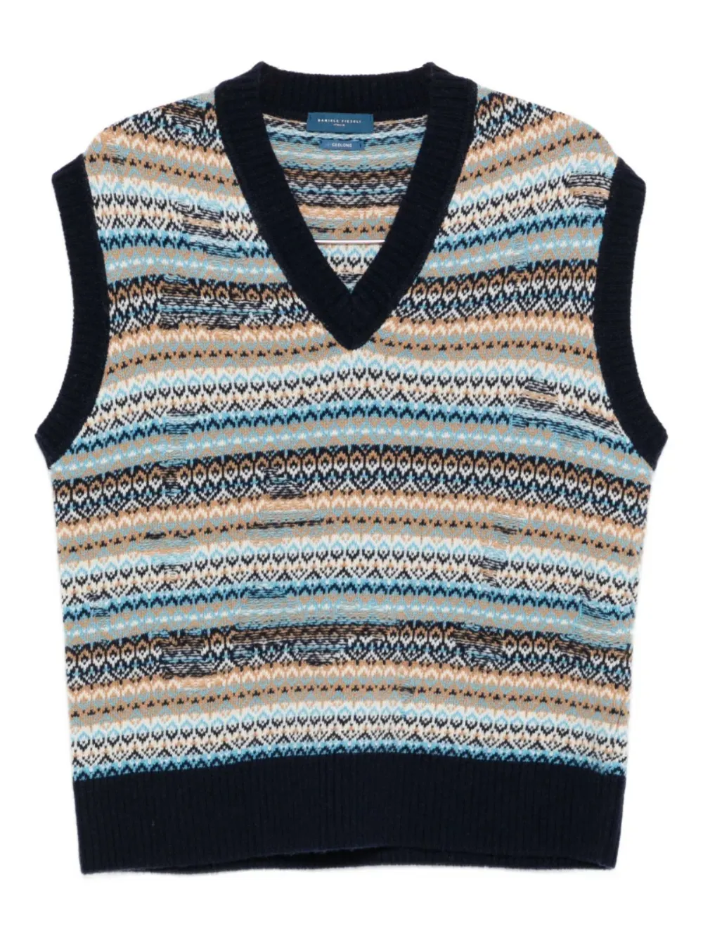 Daniele Fiesoli Fair isle-pattern V-neck sleeveless vest | Blue | Image 1