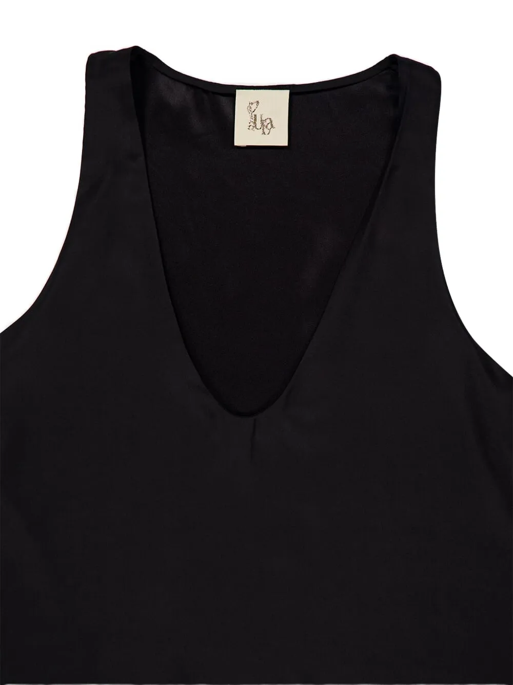 PAULA Zijden tanktop met V-hals Zwart