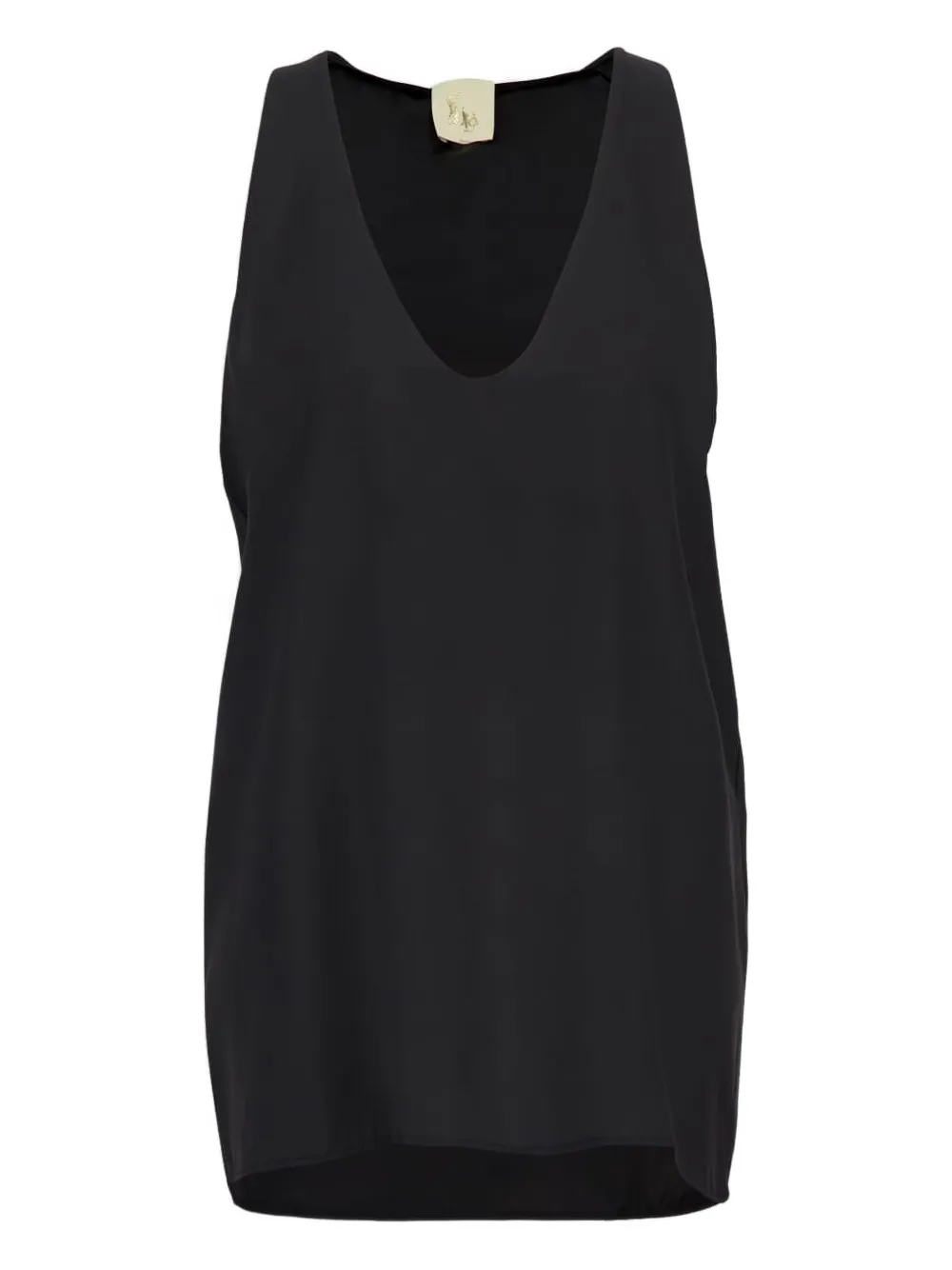 Paula Silk V-neck Tank Top In Black