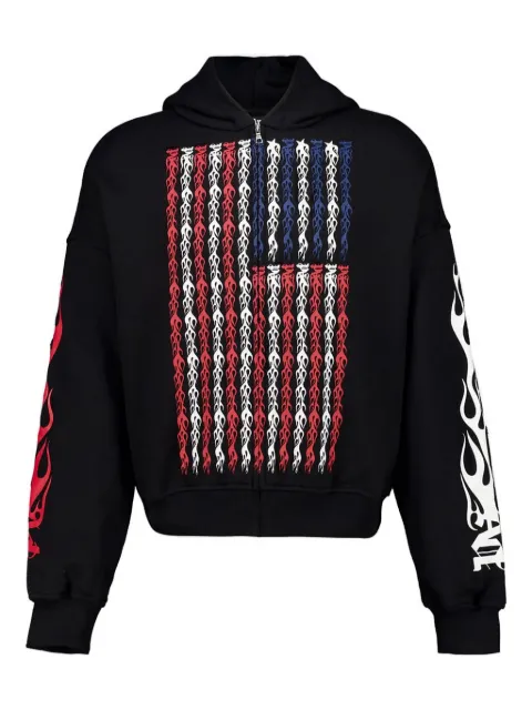Palm Angels Flames Flag zip-up hoodie