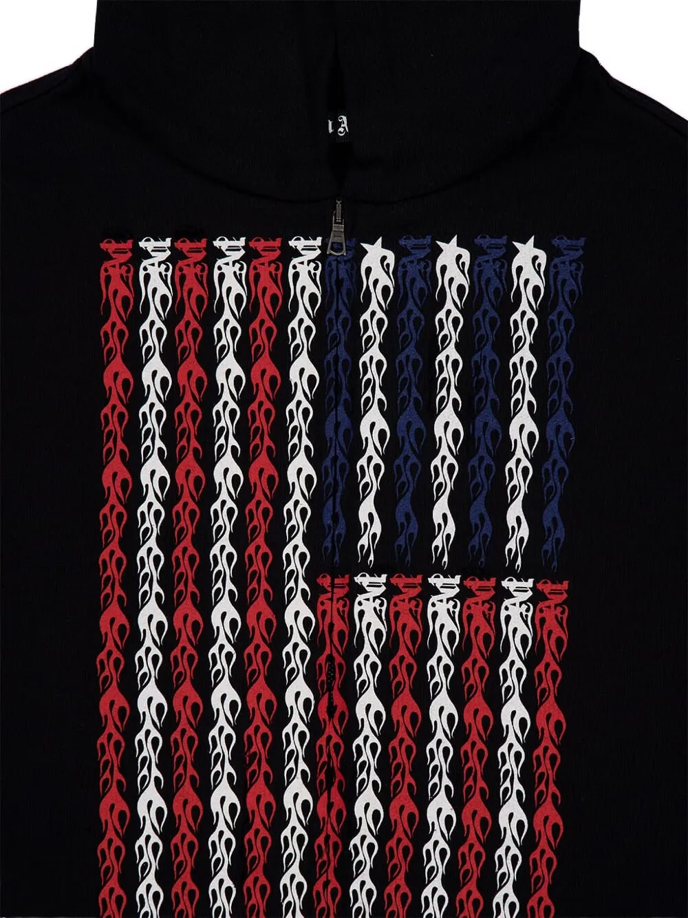 Palm Angels Flames Flag hoodie met rits Zwart