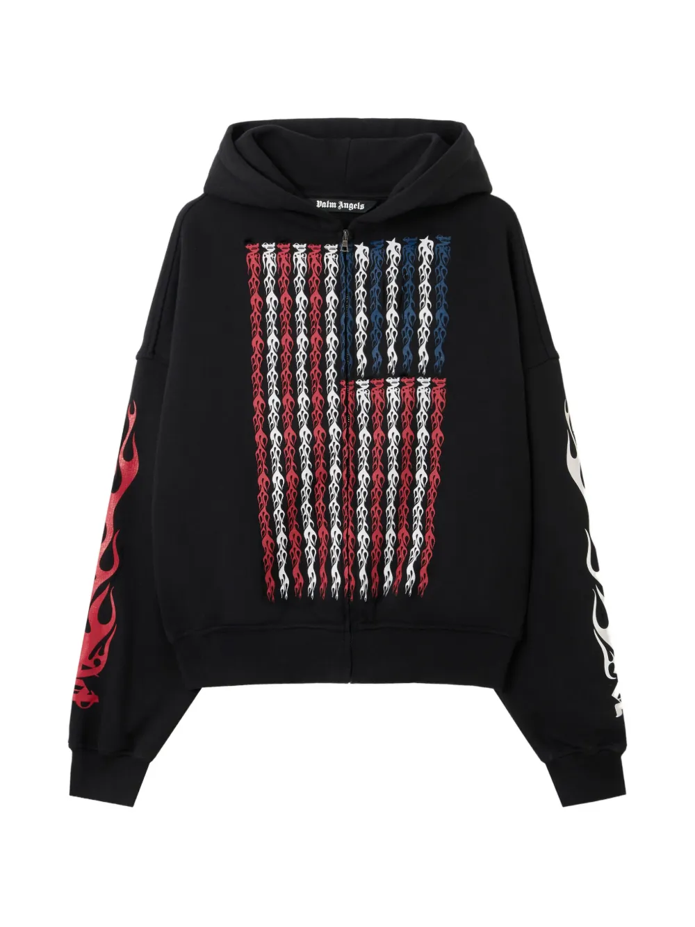 Palm Angels Flames Flag zip-up hoodie - Black
