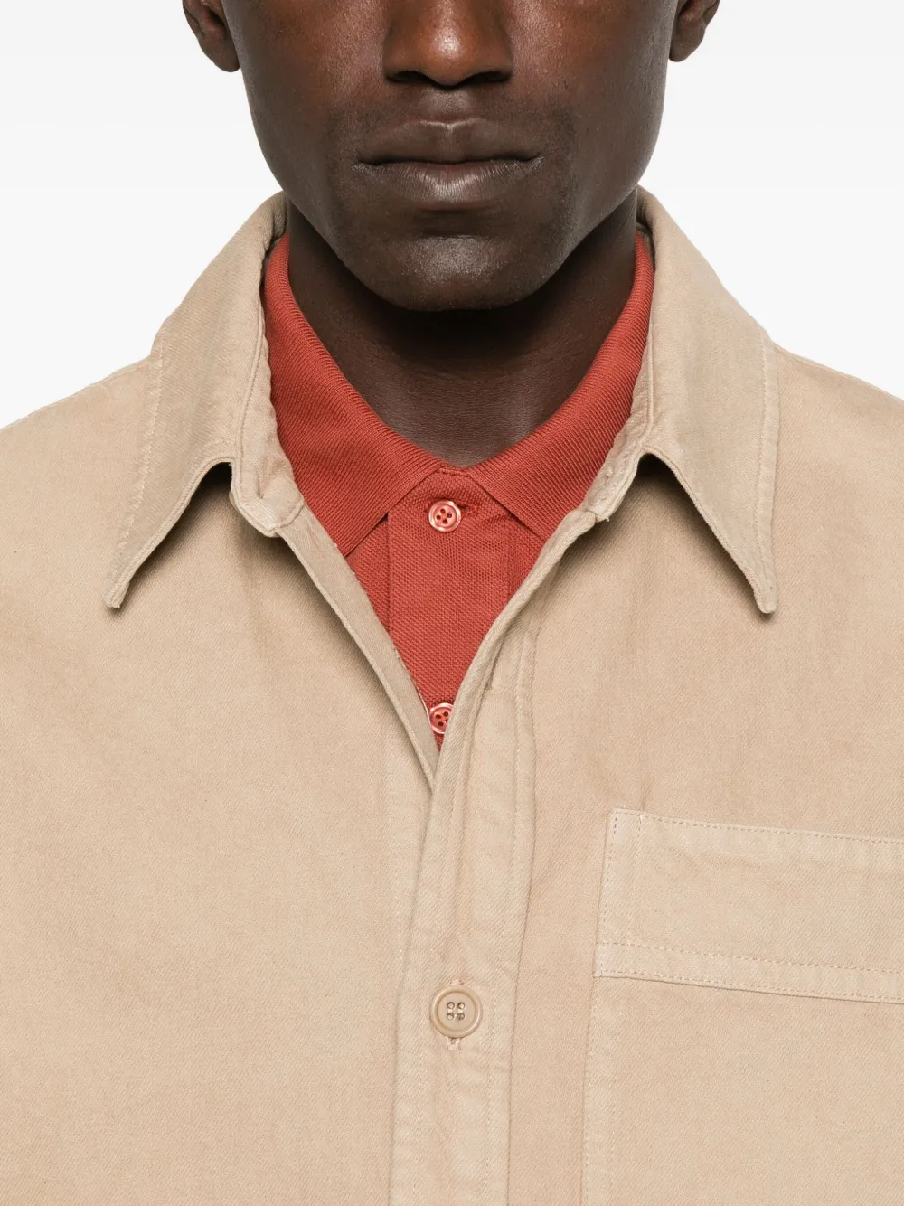 A.P.C. Button-down jack met zak Beige