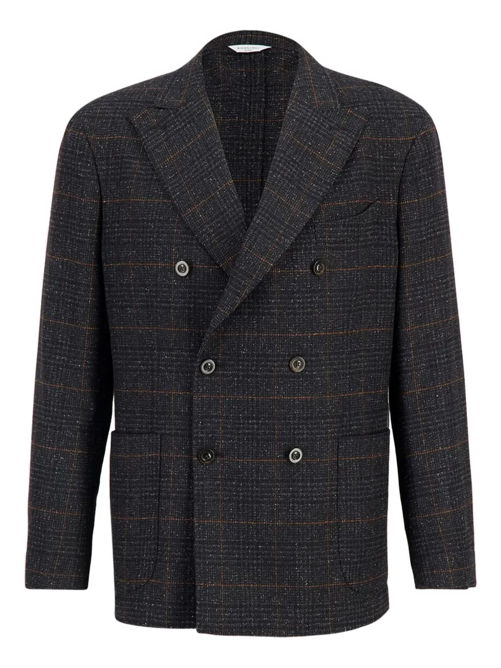 Boglioli Double-breasted Checked Blazer In Gray