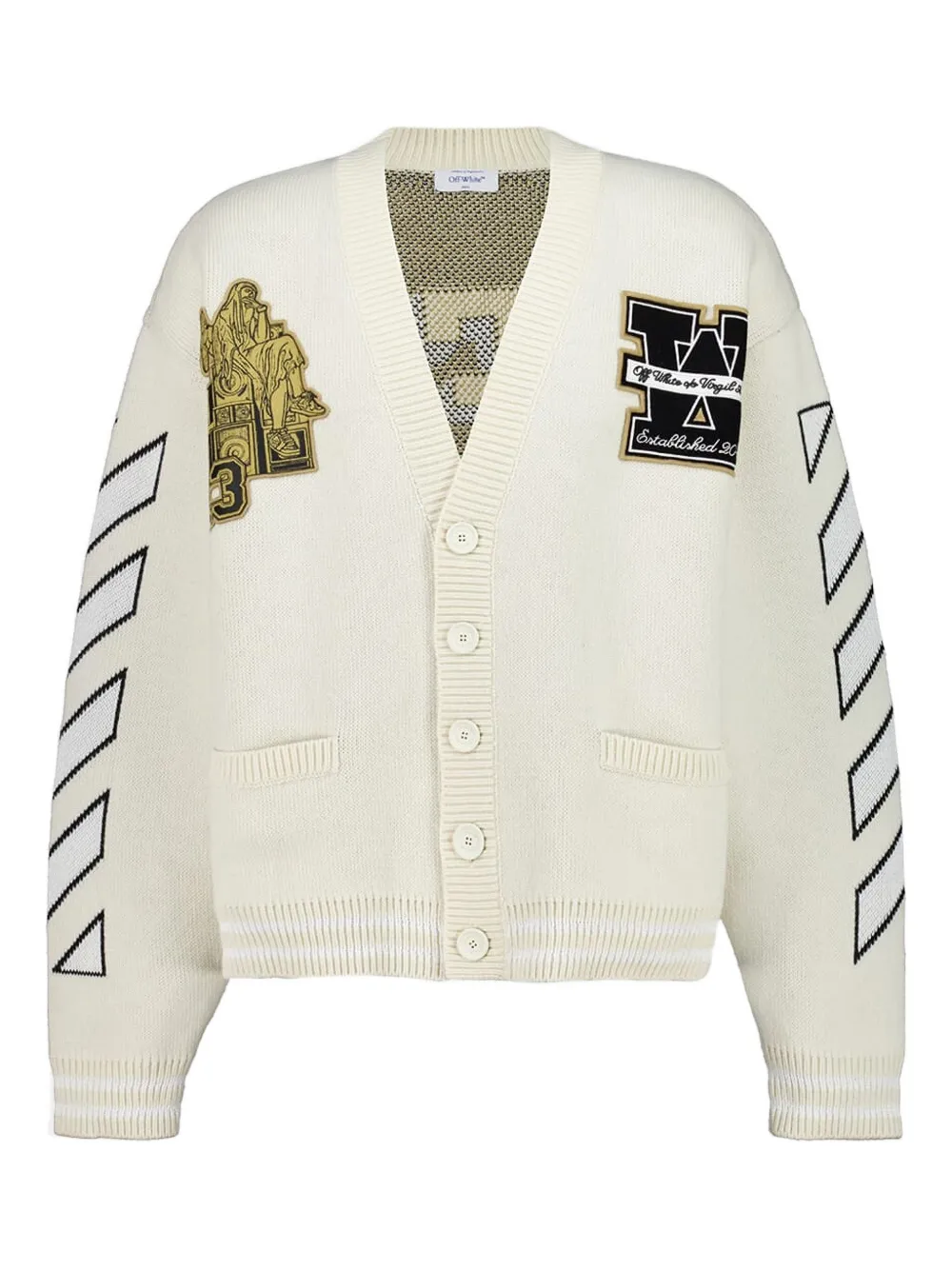 Off-white Lion-embroidery Cardigan In Neutral
