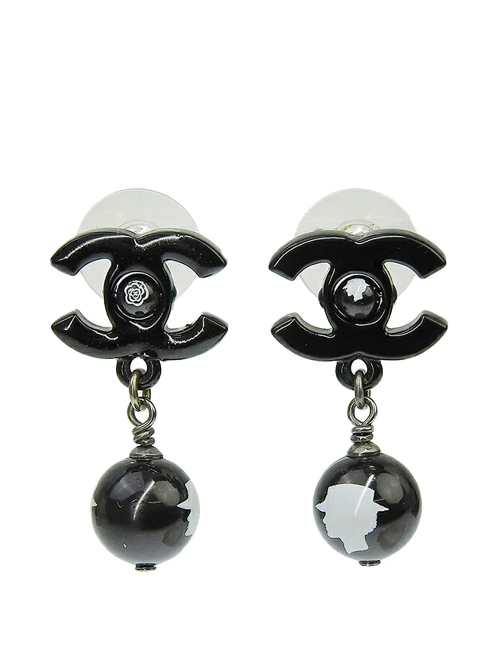 CHANEL Pre-Owned 2012 CC Plastic Drop Push Back Earrings costume earrings | Black | Image 1