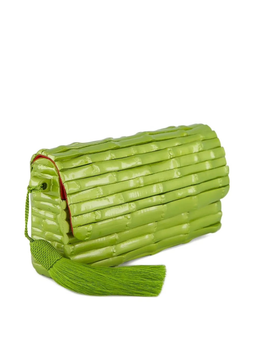 Glorinha Paranagua Bamboo Lacquer Clutch In Green