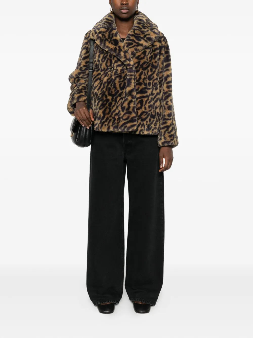 Apc Leopard-print Double-breasted Jacket In Brown