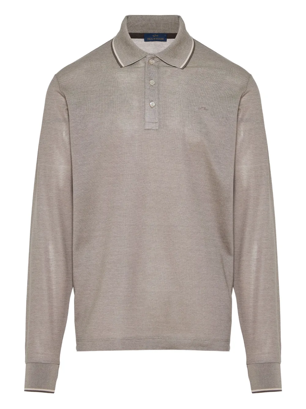 Paul & Shark long-sleeve tipped polo shirt | Neutrals | Image 1