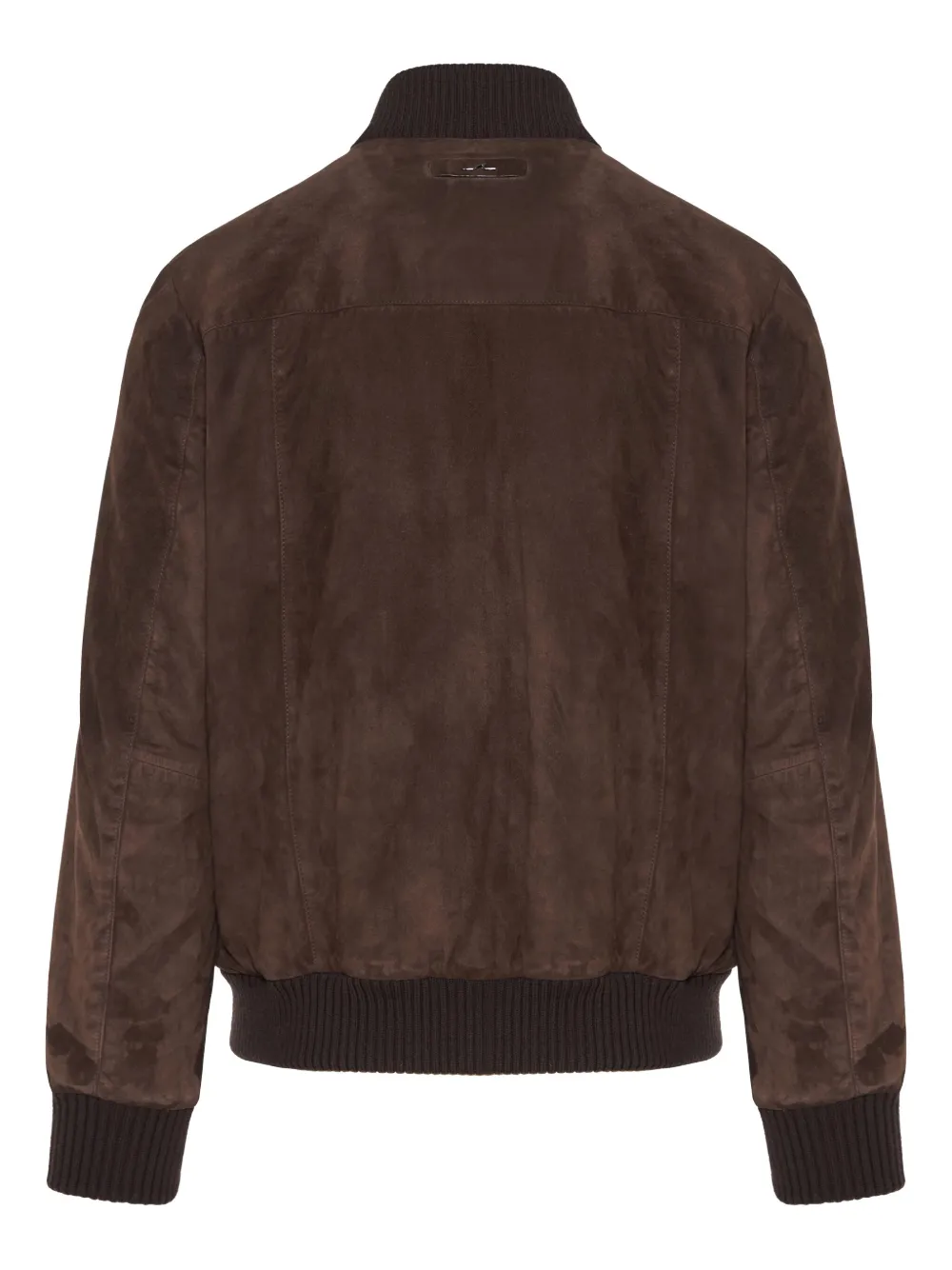 Paul & Shark Suede Bomber Jacket In Brown