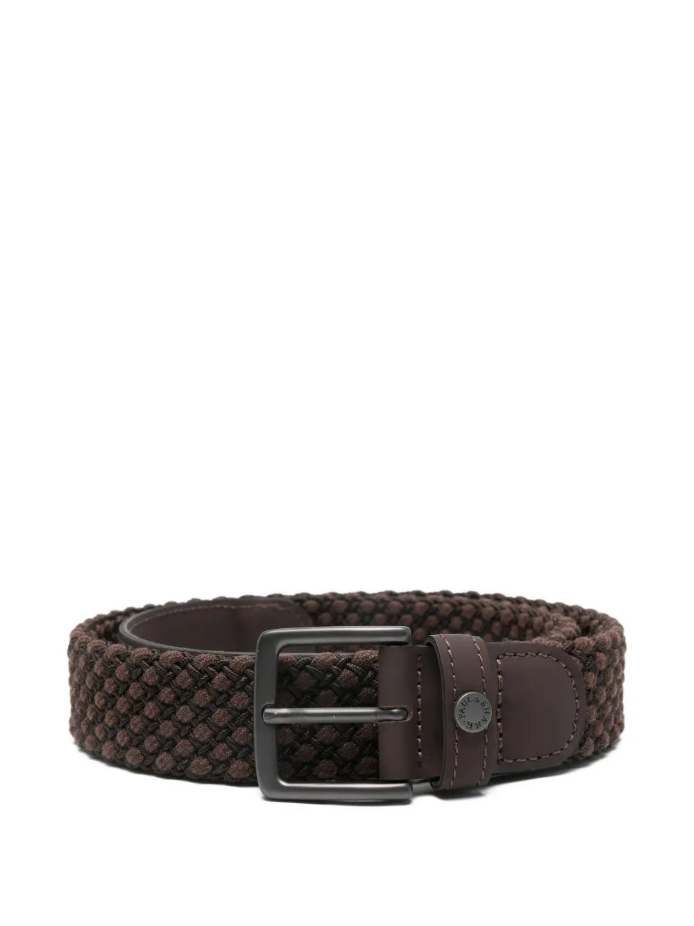 Paul & Shark Woven Leather Belt In Brown