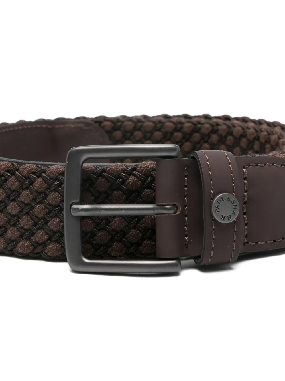 Paul & Shark Woven Leather Belt In Brown