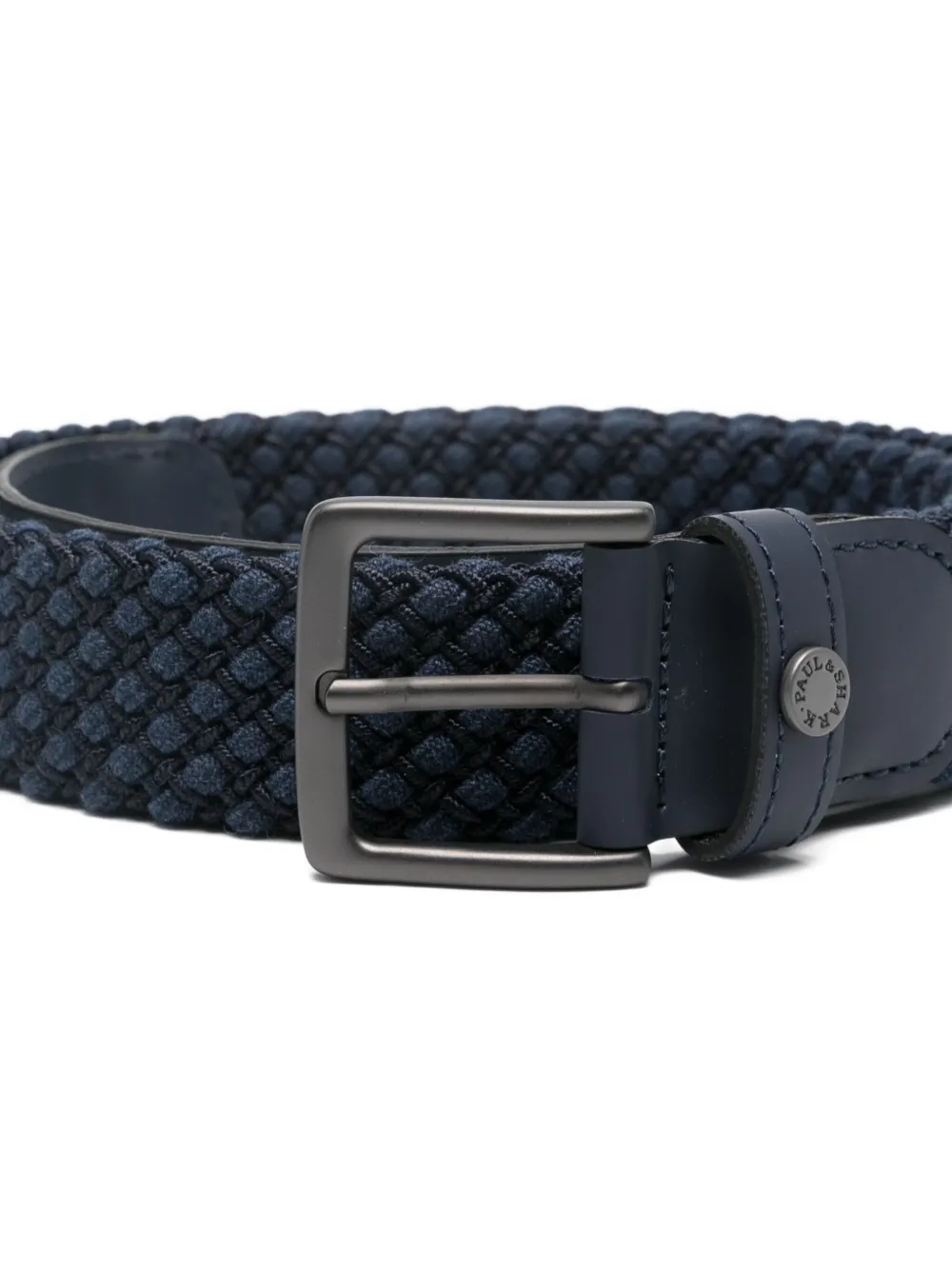 Paul & Shark Woven Leather Belt In Blue