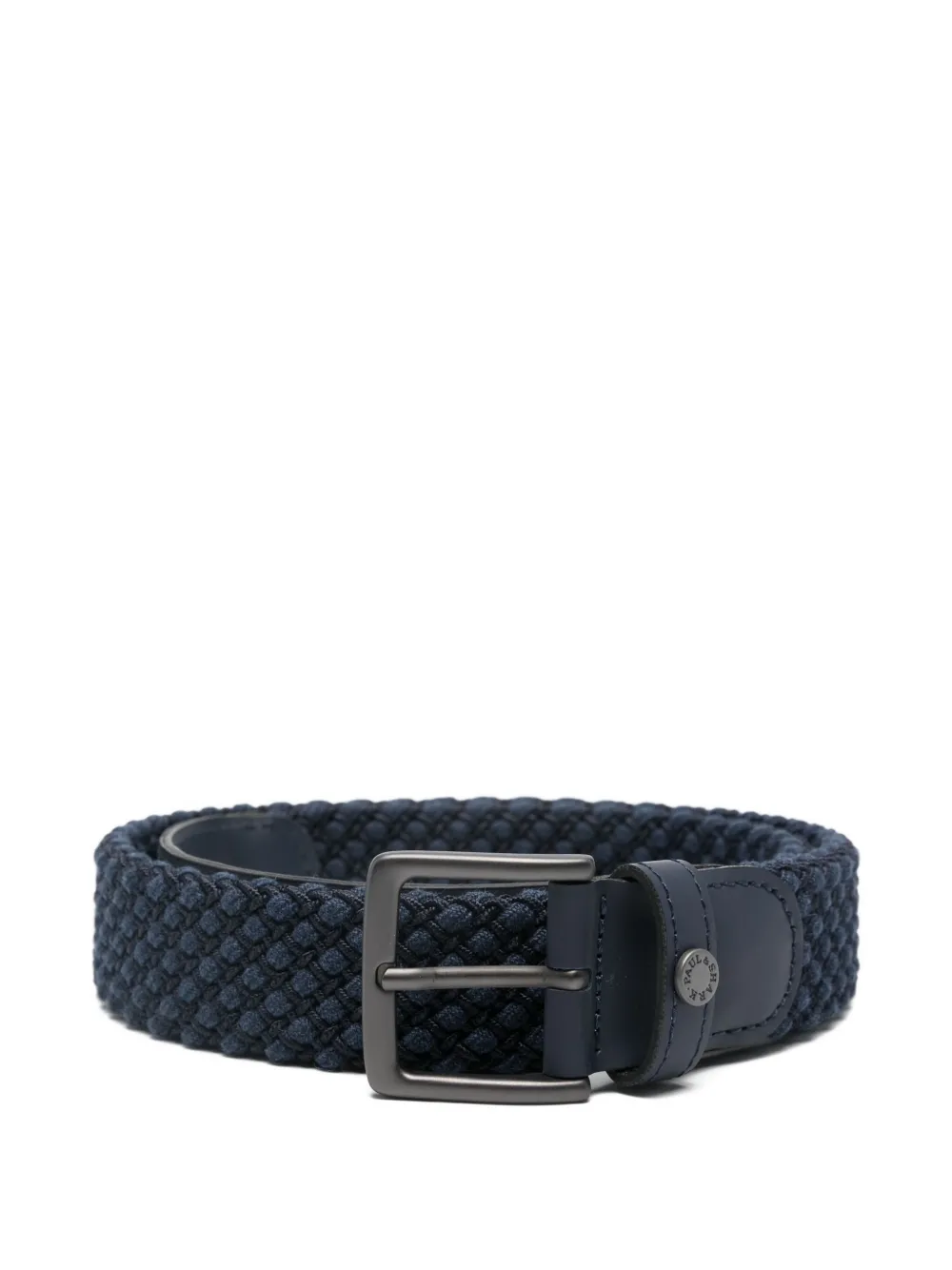 Paul & Shark Woven Leather Belt In Blue