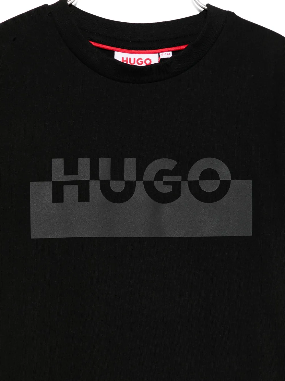 HUGO KIDS Katoenen T-shirt met logoprint Zwart