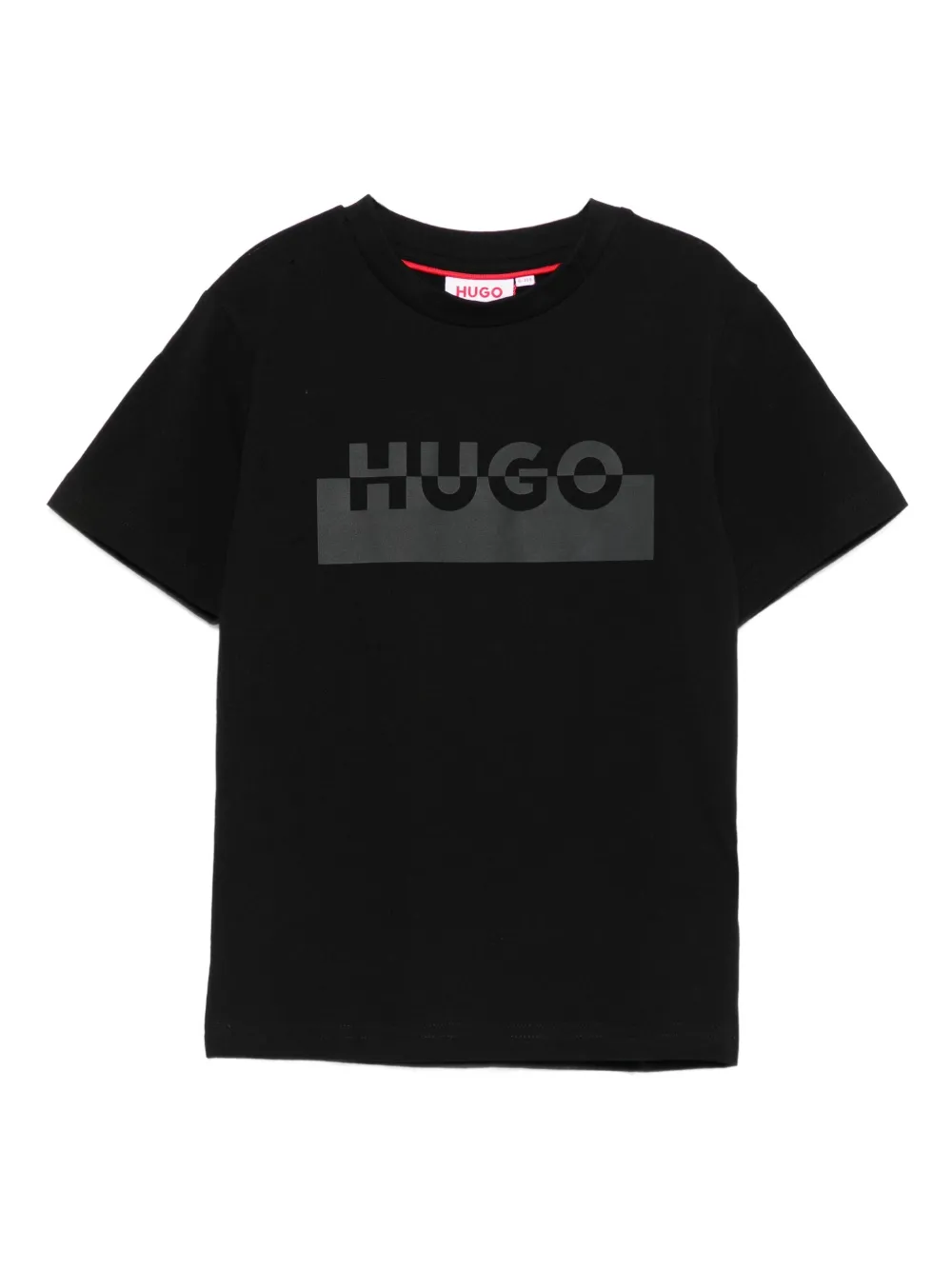 HUGO KIDS Katoenen T-shirt met logoprint Zwart