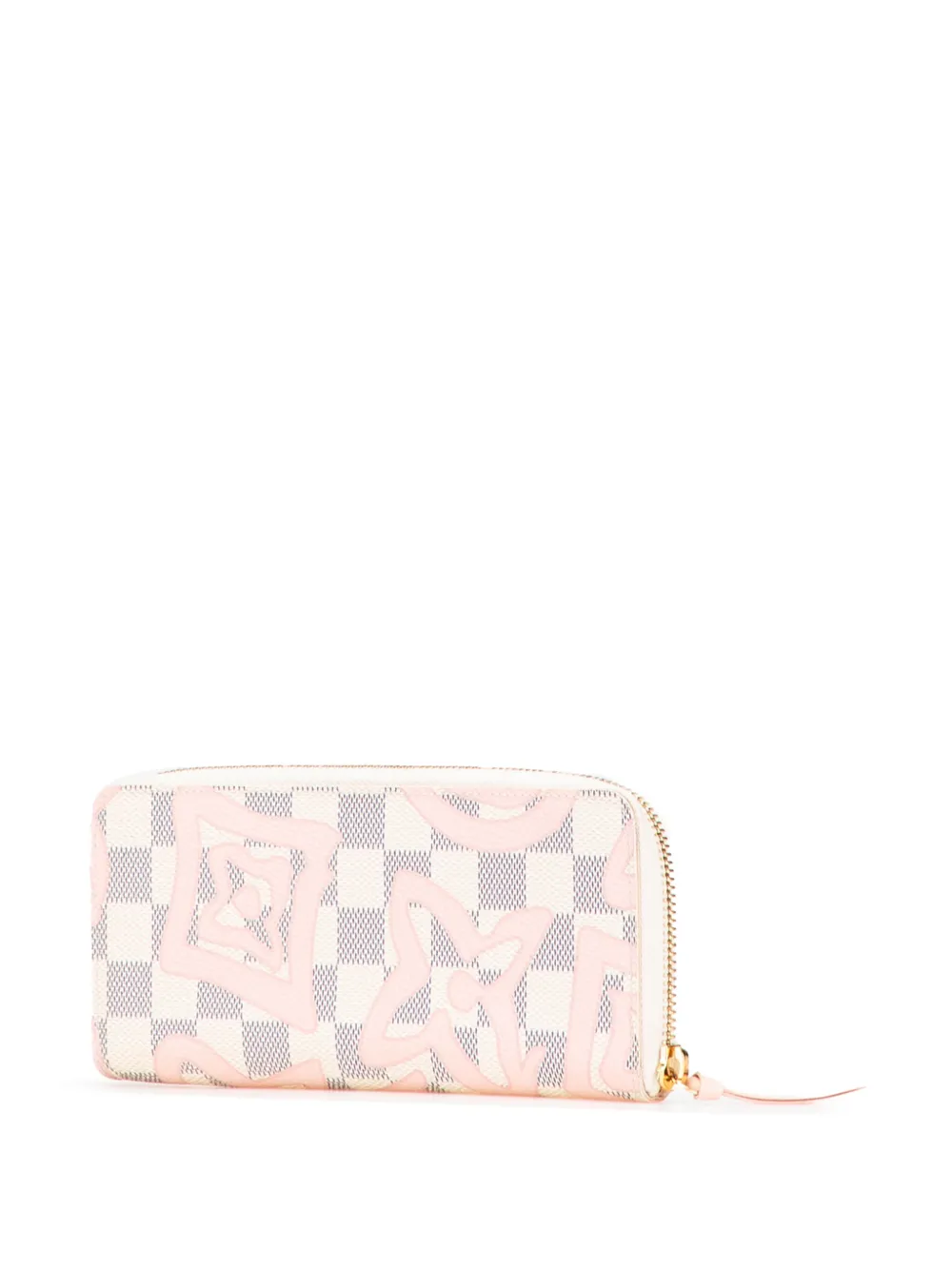 Pre-owned Louis Vuitton 2017 Damier Azur Tahitienne Clemence Zippy Wallet Long Wallets In White