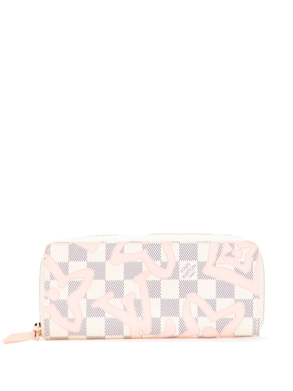 Pre-owned Louis Vuitton 2017 Damier Azur Tahitienne Clemence Zippy Wallet Long Wallets In White