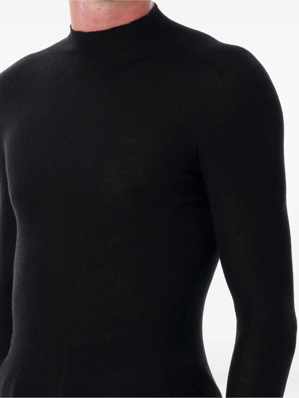 Rick Owens ribbed mock-neck sweater Zwart