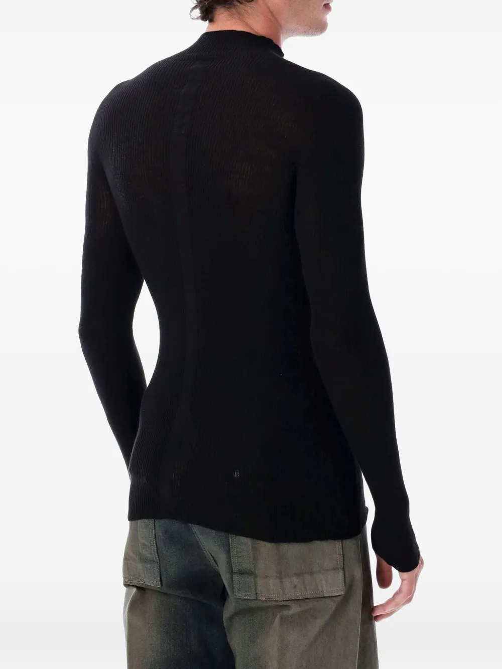 Rick Owens ribbed mock-neck sweater - Zwart