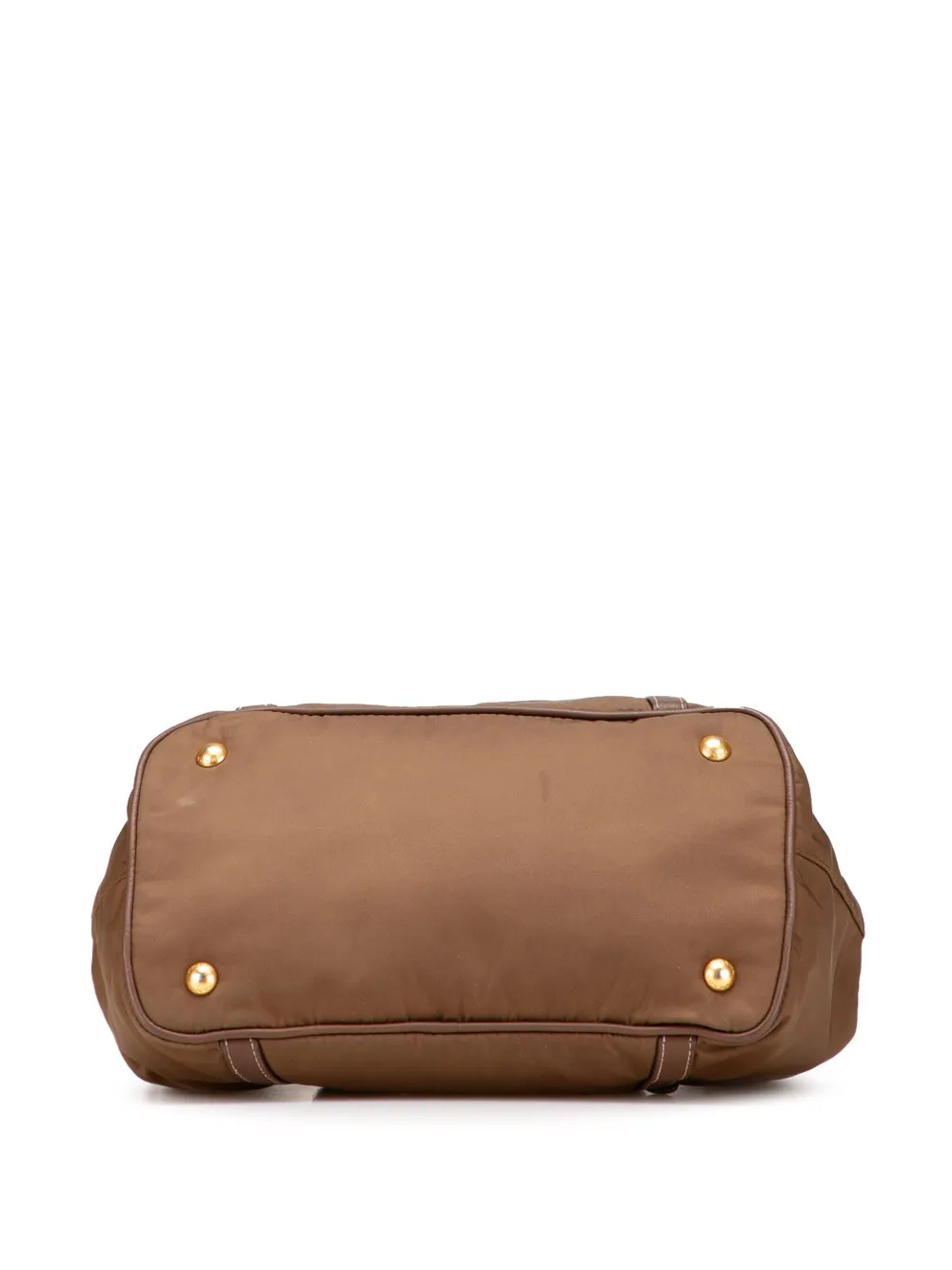 Pre-owned Prada 2000-2025 Vitello Trimmed Tessuto Satchel In Brown