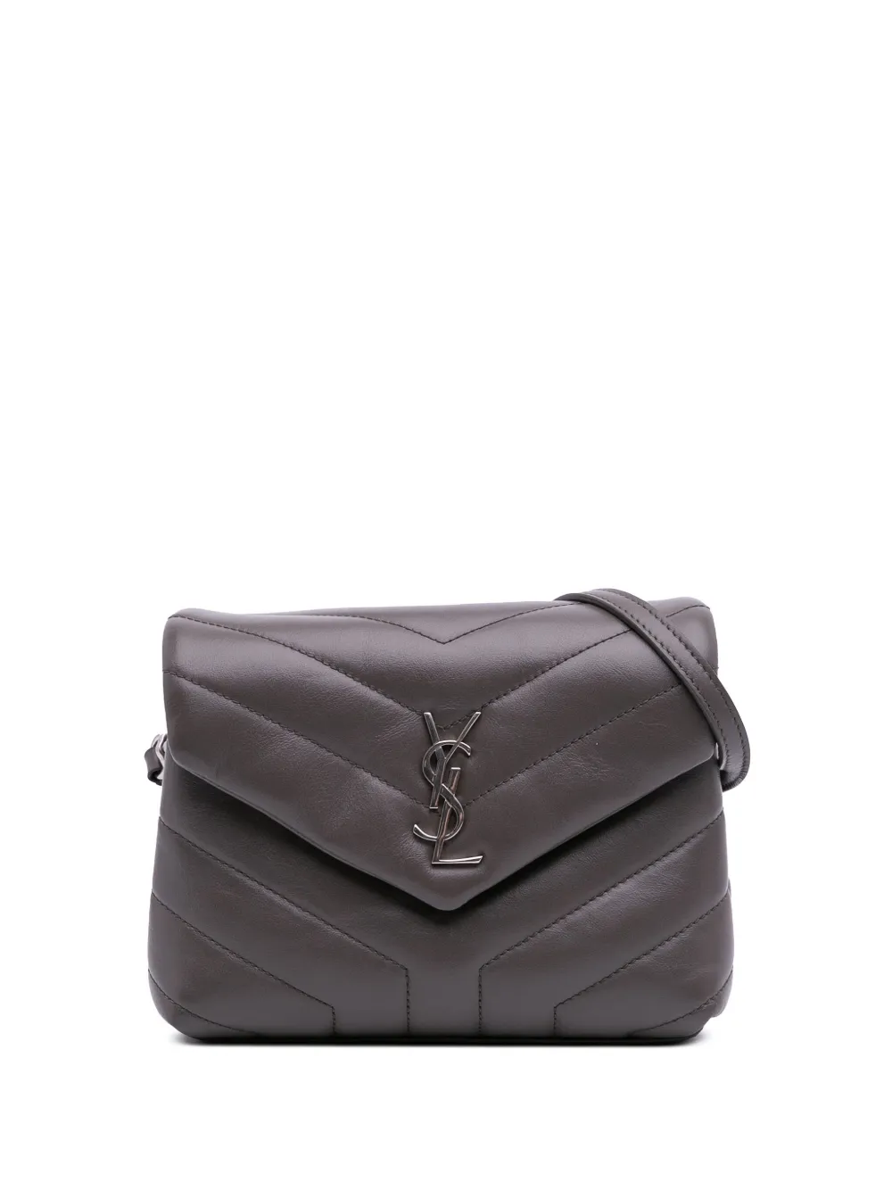 Pre-owned Saint Laurent 2017 Toy Matelasse Leather Monogram Loulou Crossbody Bag In Gray