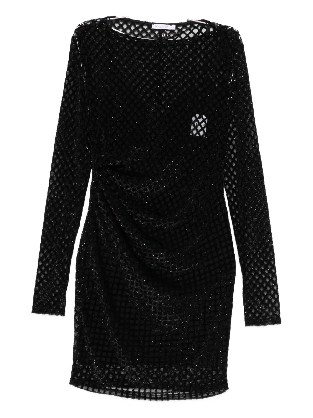 Patrizia Pepe glitter net long-sleeve dress Zwart