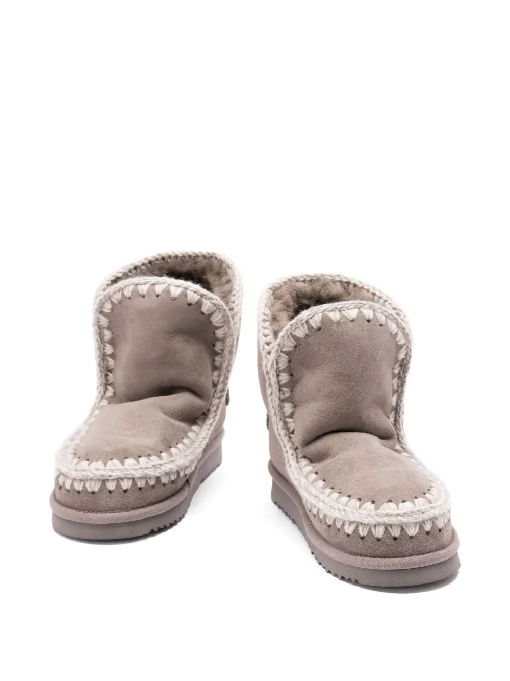 Mou crochet-detail sheepskin boots Grey