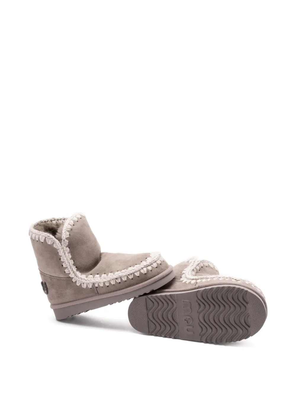 Mou crochet-detail sheepskin boots Grey