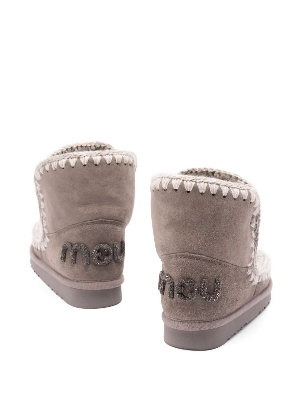 Mou crochet-detail sheepskin boots Grey
