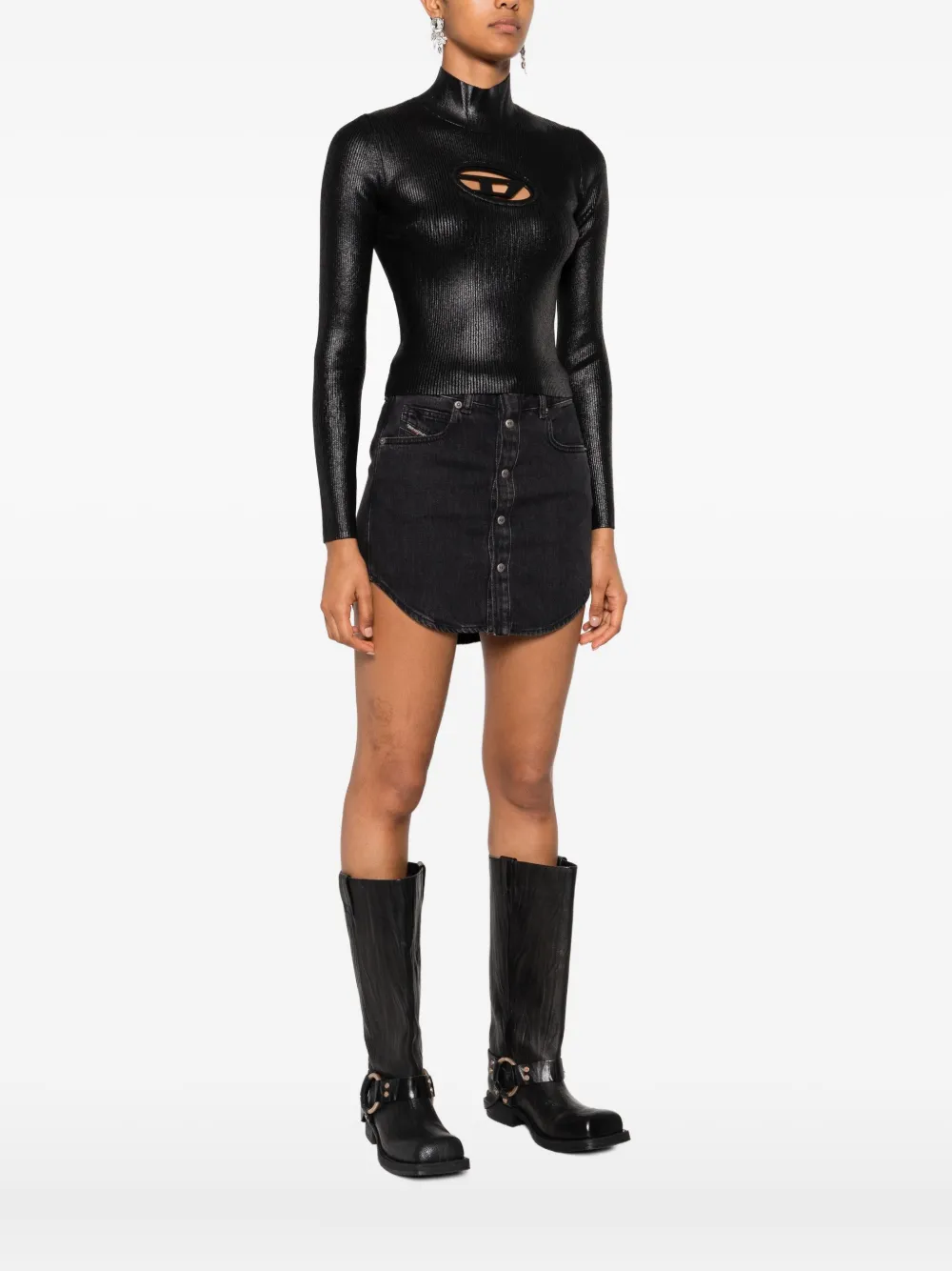 Diesel Top met hoge hals Zwart