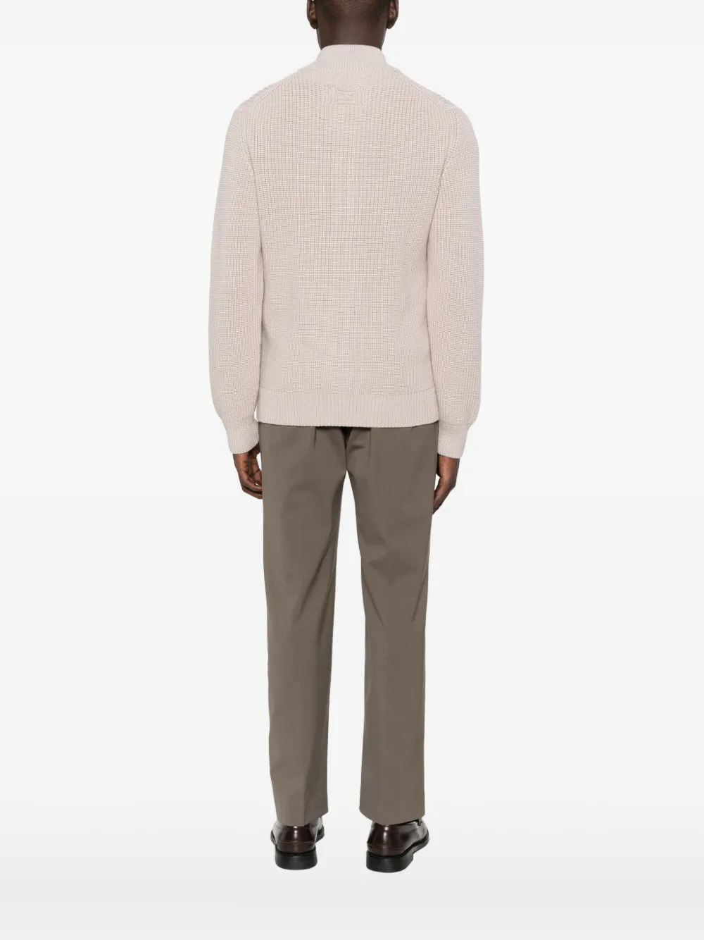 Drumohr Geribbeld vest met rits Beige