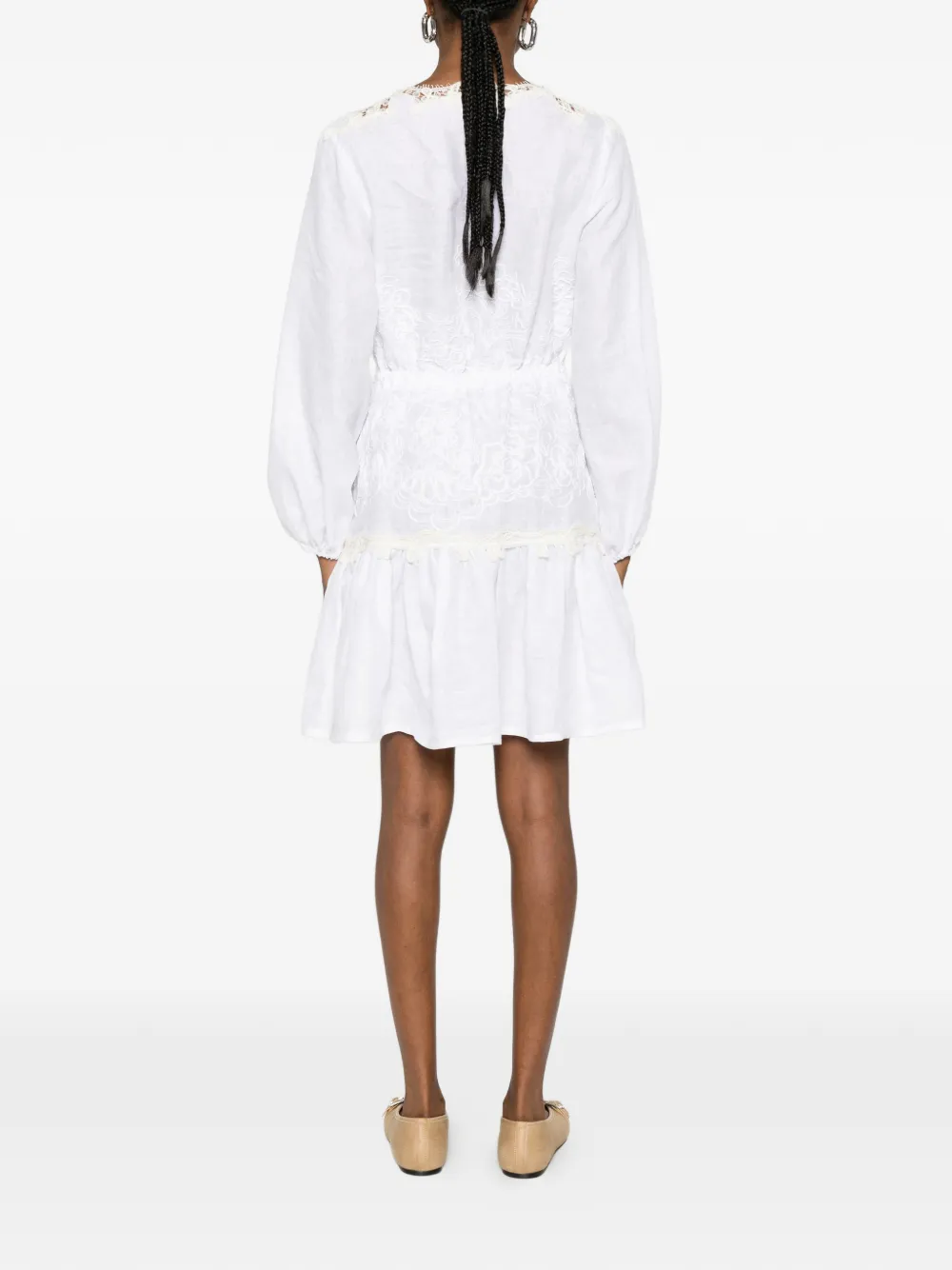 Ermanno Scervino Gelaagde midi-jurk met kant Wit