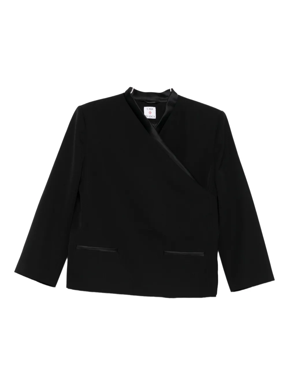 Casablanca Satin-trimmed Wrap Jacket In Black