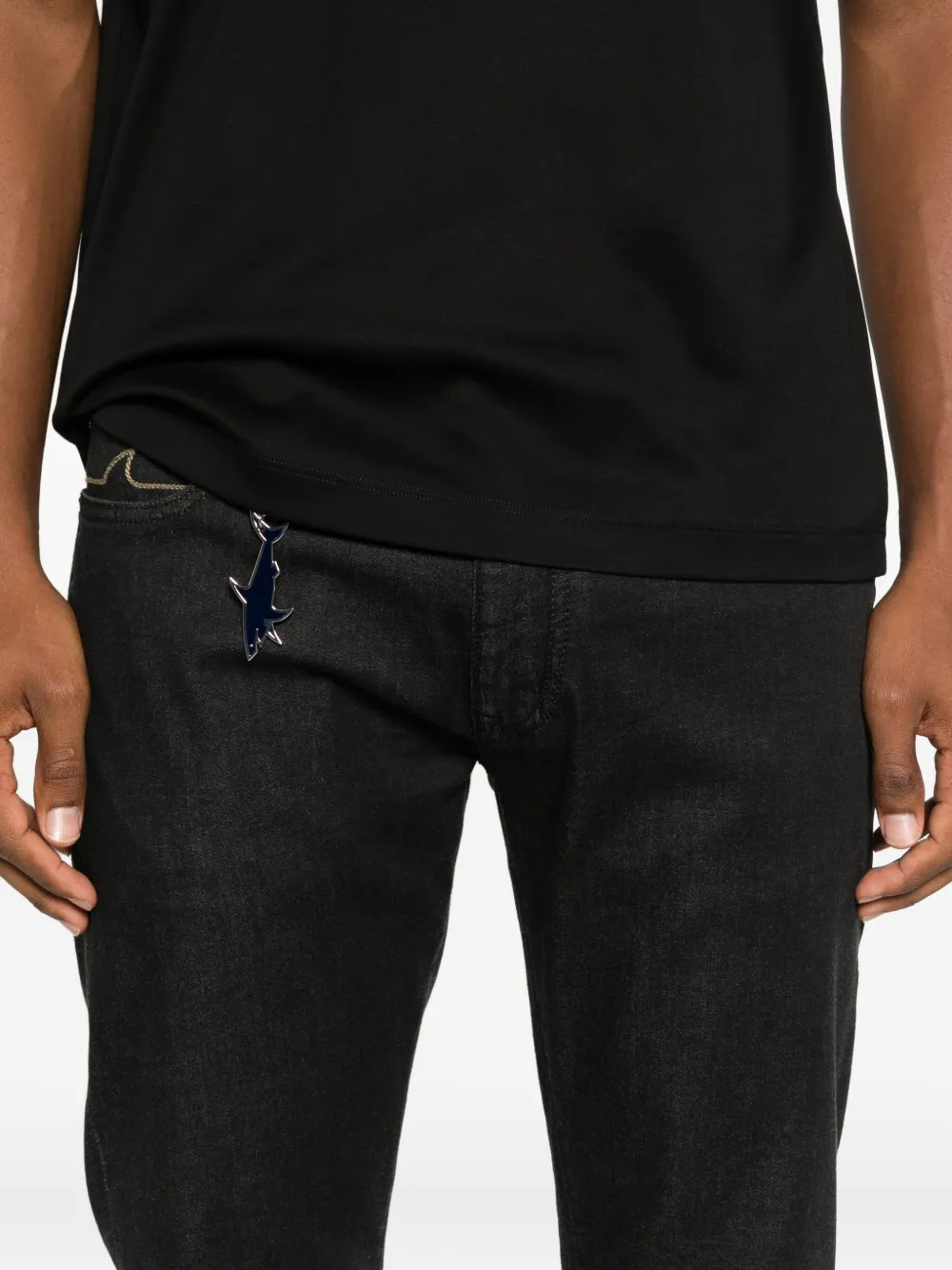 Paul & Shark Embroidered Star-charm Jeans In Black