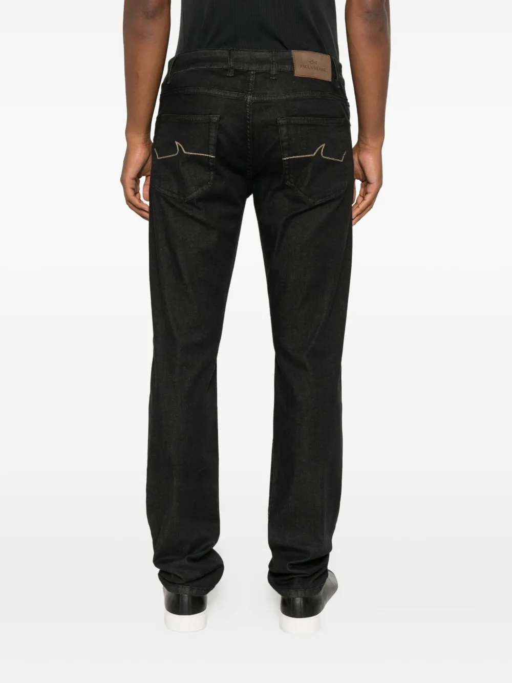 Paul & Shark Embroidered Star-charm Jeans In Black