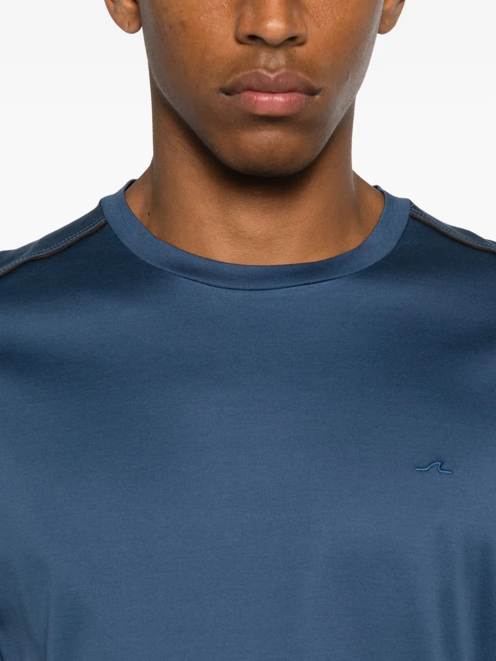 Paul & Shark Embroidered-wave Crew-neck T-shirt In Blue