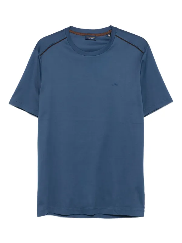 Paul & Shark Embroidered-wave Crew-neck T-shirt in Blue