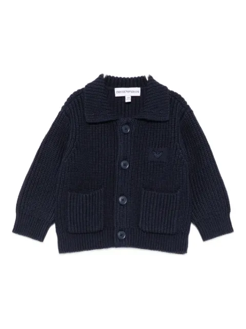 Emporio Armani Kids ribbed patch-pocket cardigan