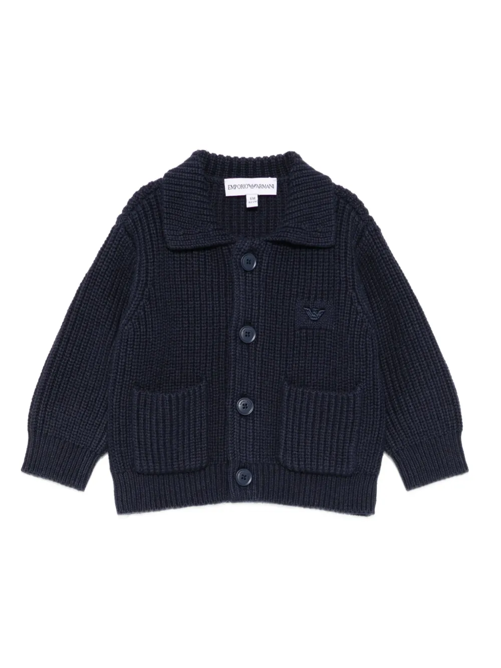 Emporio Ar i Kids Geribbeld vest met opgestikte zak Blauw