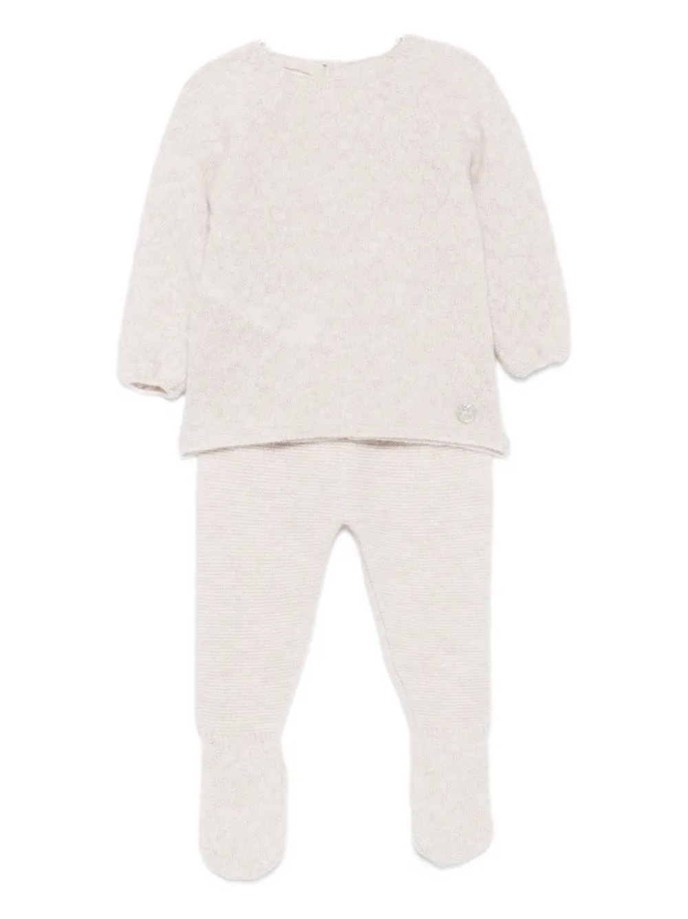 Paz Rodriguez Texture- Knitted Trousers Set In White