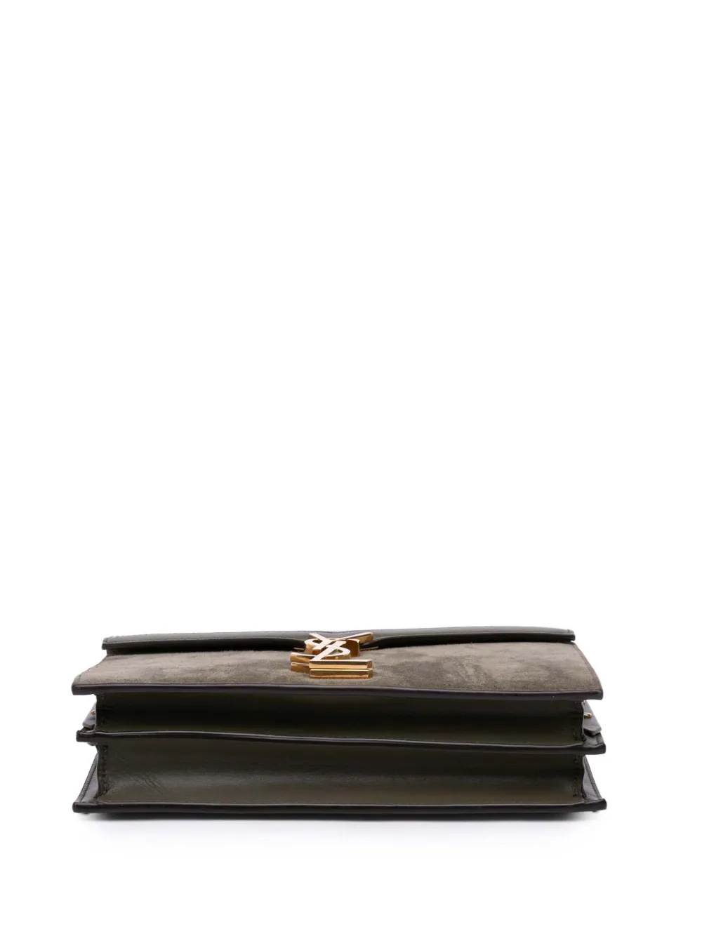 Pre-owned Saint Laurent 2019 Suede And Calfskin Monogram Cassandra Clasp Bag Shoulder Bag In Brown