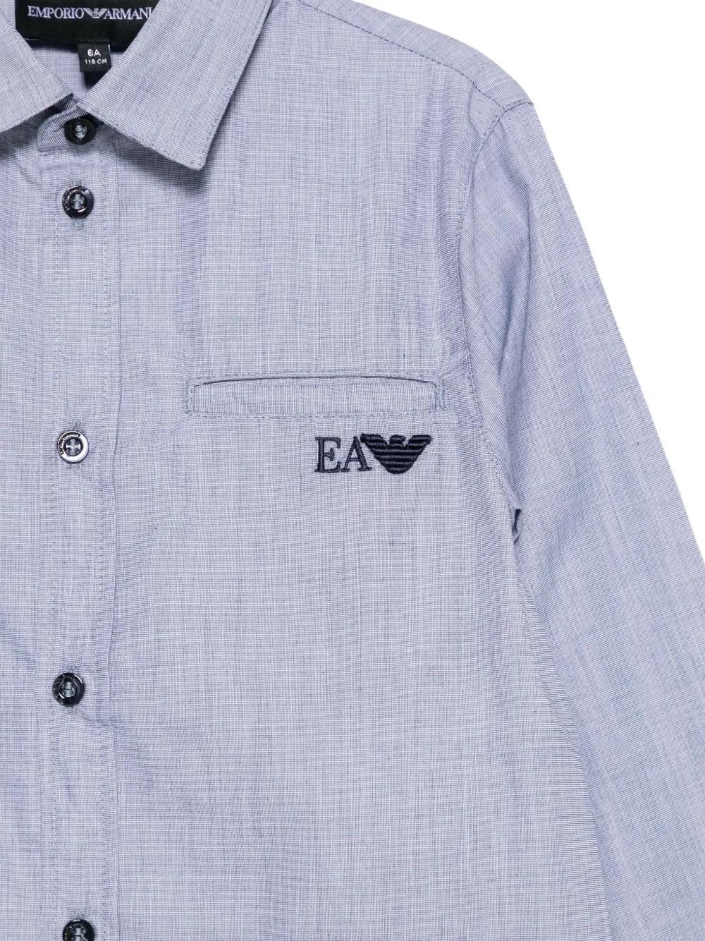 Emporio Armani Kids embroidered-logo shirt Blauw